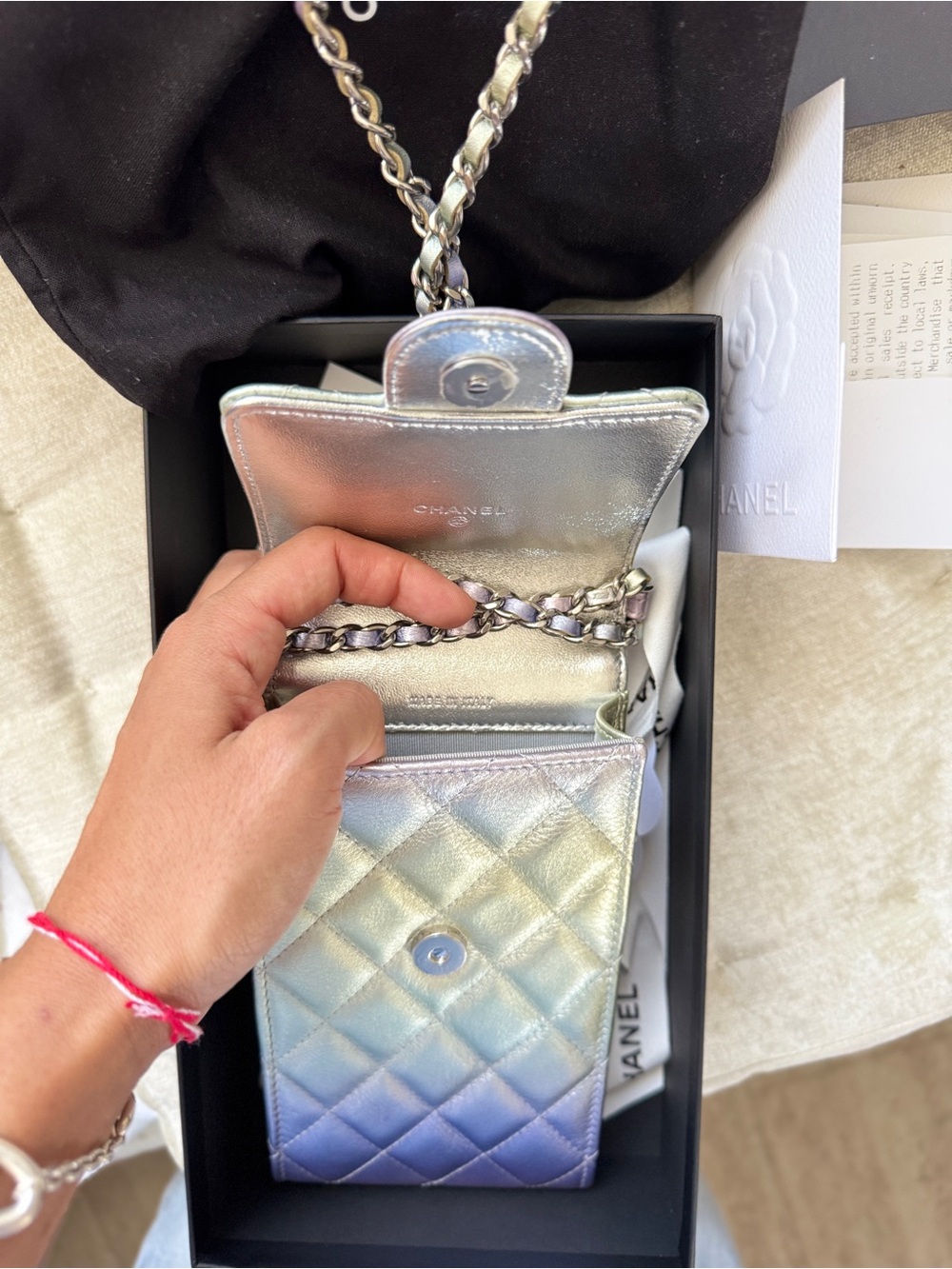 CHANEL Pastel Iridescent Quilted Mini Crossbody Phone Bag - Picture 8 of 9